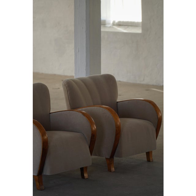 Danish Modern Art Deco Lounge Chairs in Mohair and Elm, 1940s, Set of 2 For Sale - Image 4 of 18