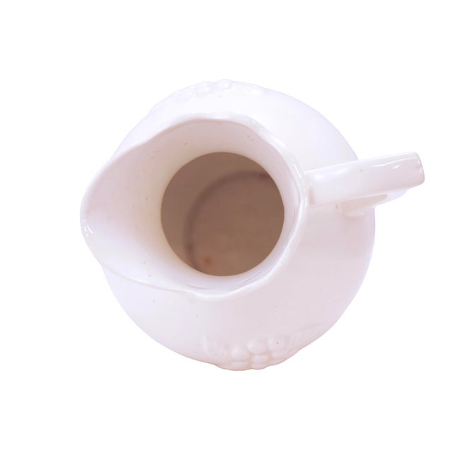 Grape Leaf Ivory Ceramic Pitcher Vase For Sale In Chicago - Image 6 of 7