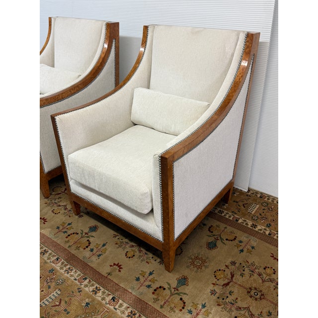 French Modernist Slope Arm Lounge Chairs, Pair For Sale In San Francisco - Image 6 of 12