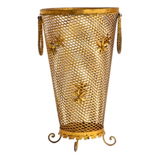 Large Mid-Century Regency Umbrella Stand in Gilded Metal, Italy, 1960s For Sale