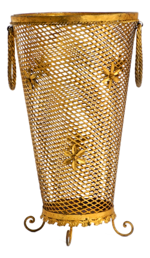 Large Mid-Century Regency Umbrella Stand in Gilded Metal, Italy, 1960s