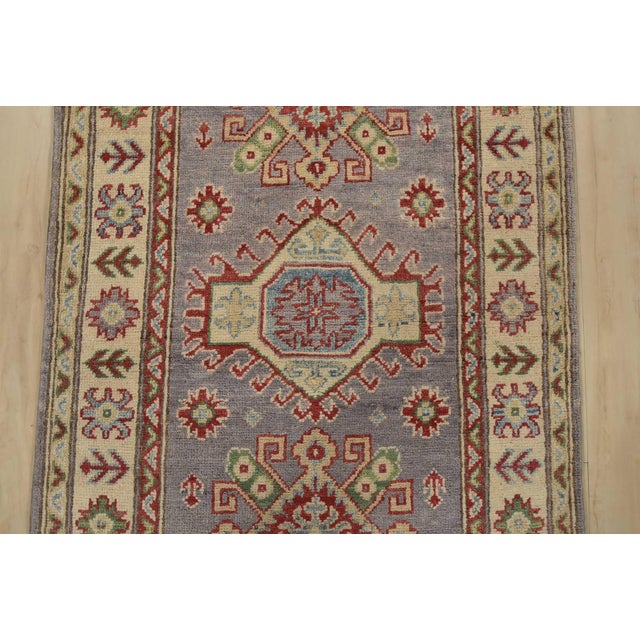 2020s Kazak Runner 2’7” X 6’6” Lilac Wool Tribal Hand-Knotted Oriental Rug For Sale - Image 5 of 11