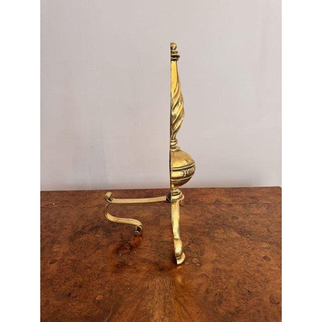 Antique Victorian Brass Fire Dogs, 1860, Set of 2 For Sale - Image 4 of 5