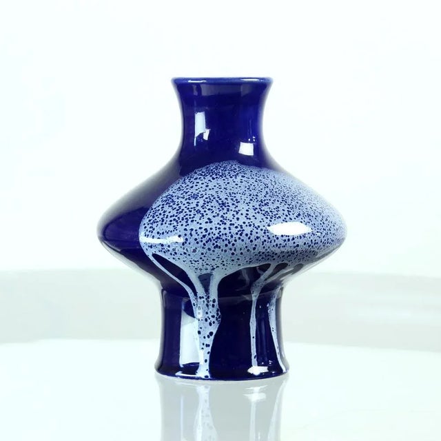 Mid-Century Blue Ceramic Vase, Former Czechoslovakia, 1960s For Sale - Image 10 of 10