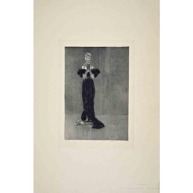 Héliogravure with manual adjustments of etching and drypoint on paper. Table from the Series "Les Diaboliques". Signed in...