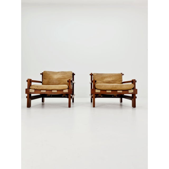 Mid-Century Lounge Chairs and Coffee Table in Leather and Wood by Carl Straub, Germany, 1960s, Set of 3 For Sale - Image 17 of 18