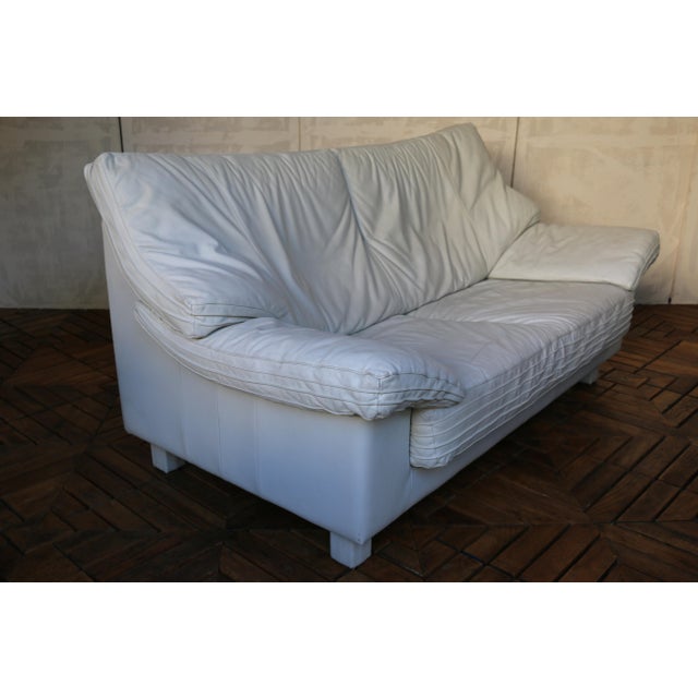 Animal Skin Italian Mid-Century Modern Leather Two-Seat Couch — Circa 1980s For Sale - Image 7 of 18