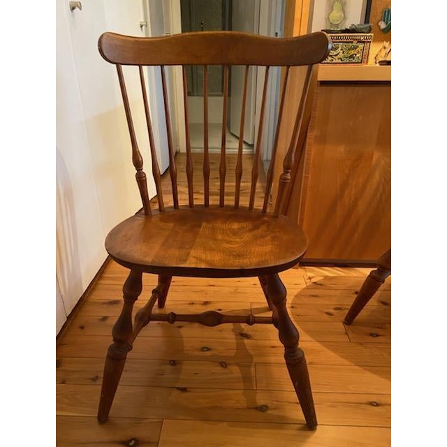 1970s Nichols & Stone Solid Maple Spindle Back Side Chairs a Pair