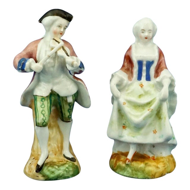 19th Century Dancing Couple Sculptures, Staffordshire, United Kingdom, Set of 2 For Sale