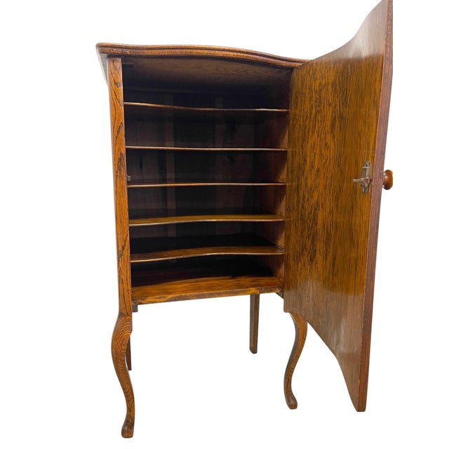 Brown 1970s Music Cabinet With Curved Shelves and Cabriole Legs For Sale - Image 8 of 8