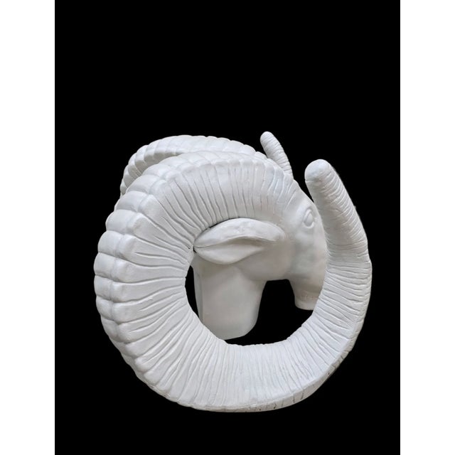 Vintage White Rams Head Statue For Sale - Image 4 of 7