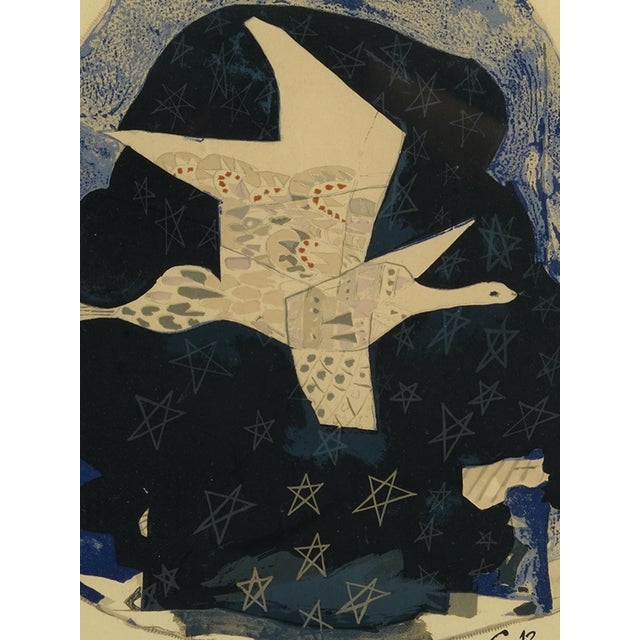 French 1980s Framed French Lithograph “Les Étoiles” After Georges Braque For Sale - Image 3 of 4
