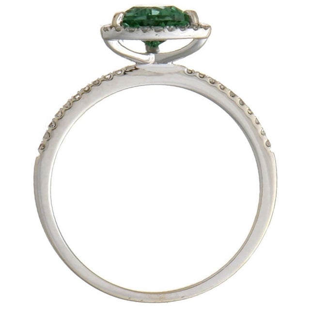 14KW Trillion Cut Tourmaline(0.64) & Diamond Ring, size 6.25 For Sale - Image 4 of 5