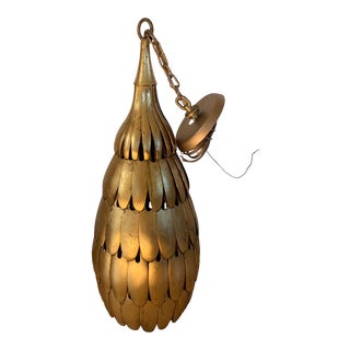 Vintage Brass Petal Pendant For Sale