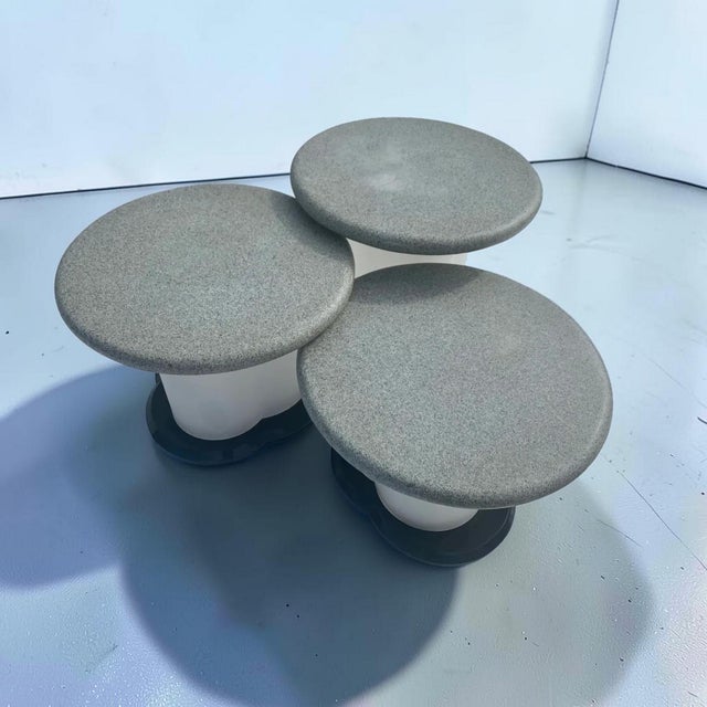 Gray Frosted Lucite and Stone Nesting Tables - Set of 3 For Sale - Image 8 of 11