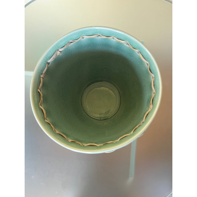 Late 20th Century Dark Teal ‘Crazed’ Glazed Ceramic Planter For Sale - Image 5 of 6