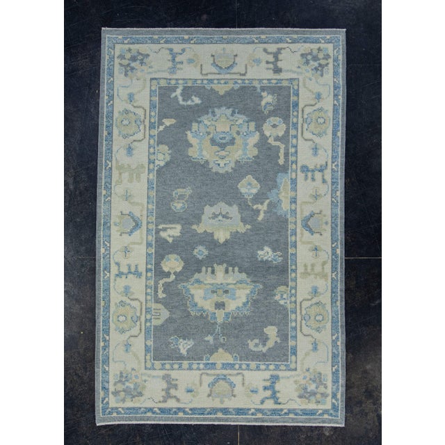 Navy Blue Turkish Oushak Rug 3'10" x 6'1" #17012 For Sale - Image 8 of 8