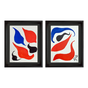 Alexander Calder Original Color Lithographs 1975 Limited Edition Set of 2 Framed