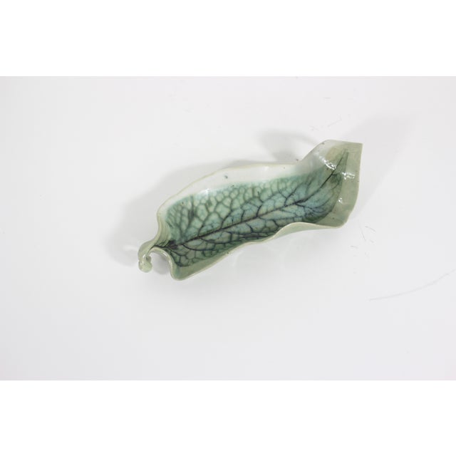 Contemporary Vintage Studio Pottery Ceramic Leaf Dish For Sale - Image 3 of 12