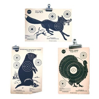 Vintage 1950s Paper Shooting Targets - Set of 3 For Sale