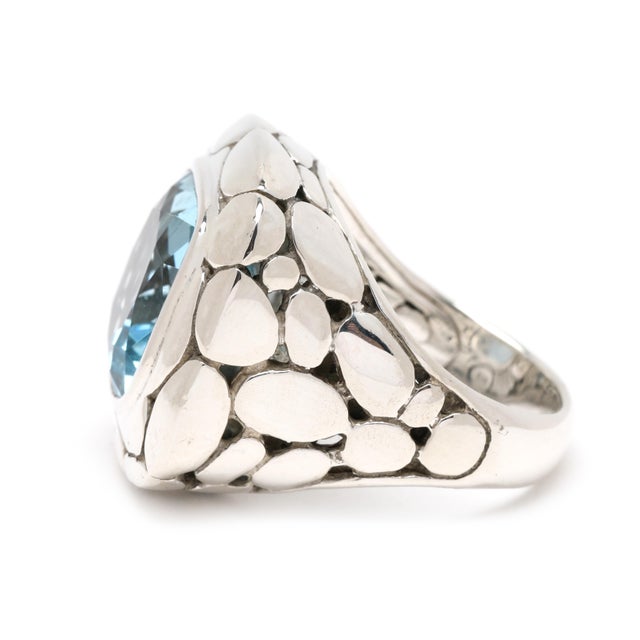 Jh Kali Collection Blue Topaz Statement Ring, Sterling Silver, Ring Size 6 For Sale - Image 4 of 6