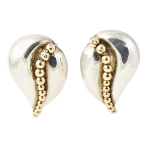 1980s Ture Sterling Silver and Gold Plated Leaf Earrings - 2 Pieces