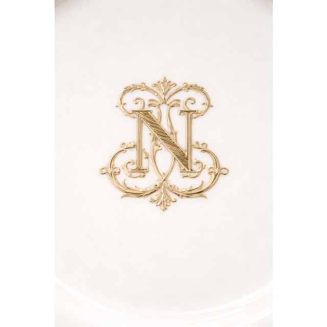 Monogrammed Porcelain N Plates from Sevres, Late 19th Century, Set of 6 For Sale - Image 3 of 6