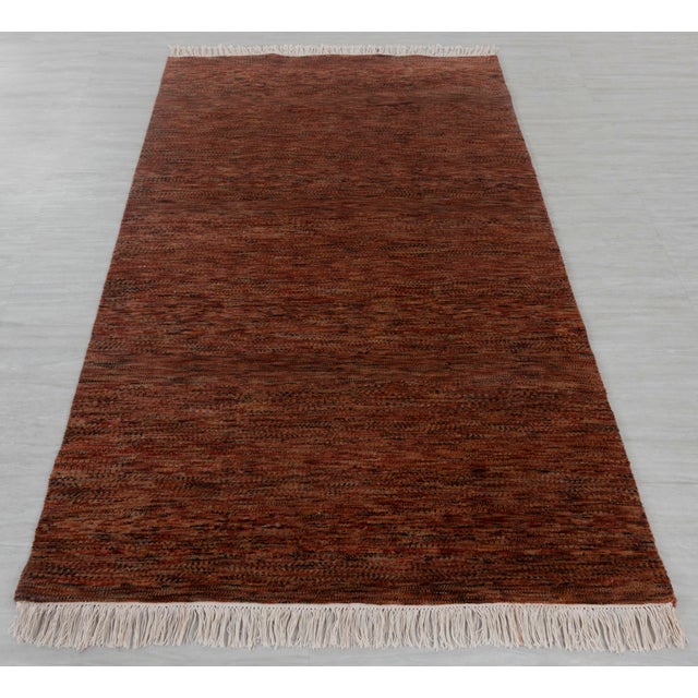 4' x 6' Savannah Hand Knotted Modern Red Rust Wool & Silk Rug For Sale - Image 4 of 15