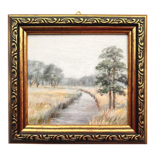 Framed Landscape Original Painting Art Summer Antique Style by Valeriya Serova For Sale