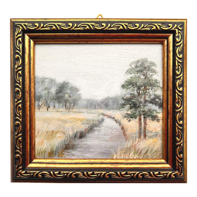 Framed Landscape Original Painting Art Summer Antique Style by Valeriya Serova For Sale