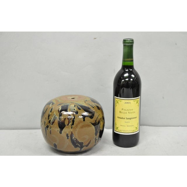 Vintage Alisa Liskin Claussen Studio Signed Ceramic Irridescent Glazed Pottery Vessel Vase. Circa Late 20th Century....