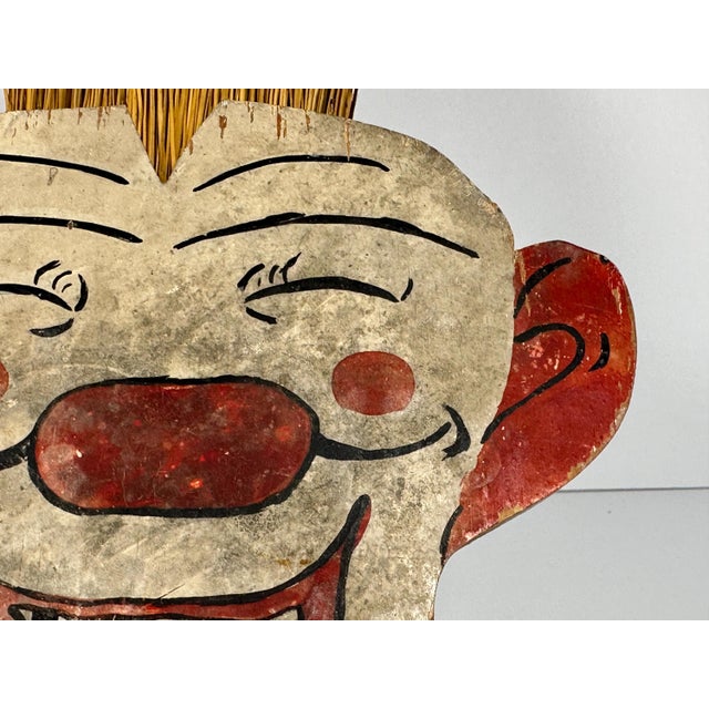 Folk Art Folk Art Clown Whisk Broom Holder: Hand-Painted Wood Decor For Sale - Image 3 of 10