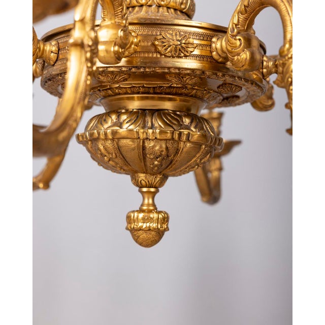 20th Century Classic Twelve-Light Gilded Bronze Chandelier, 1950s For Sale - Image 12 of 16