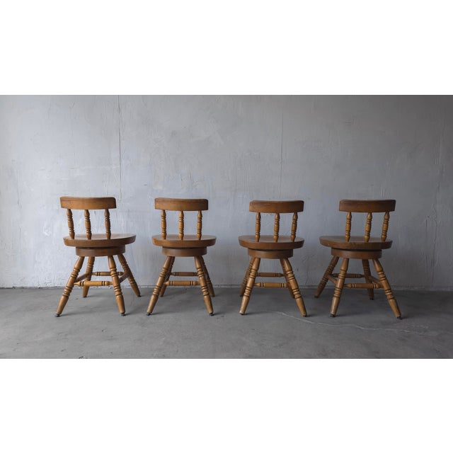 Set of 4 Low Back Colonial Windsor Swivel Chairs For Sale - Image 4 of 7