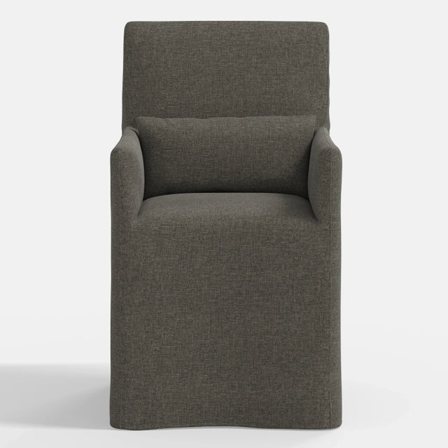 Cloth & Company Stoffer Home x Cloth & Company Lindy Slipcover Dining Arm Chair in Textured Linen Charcoal For Sale - Image 4 of 7