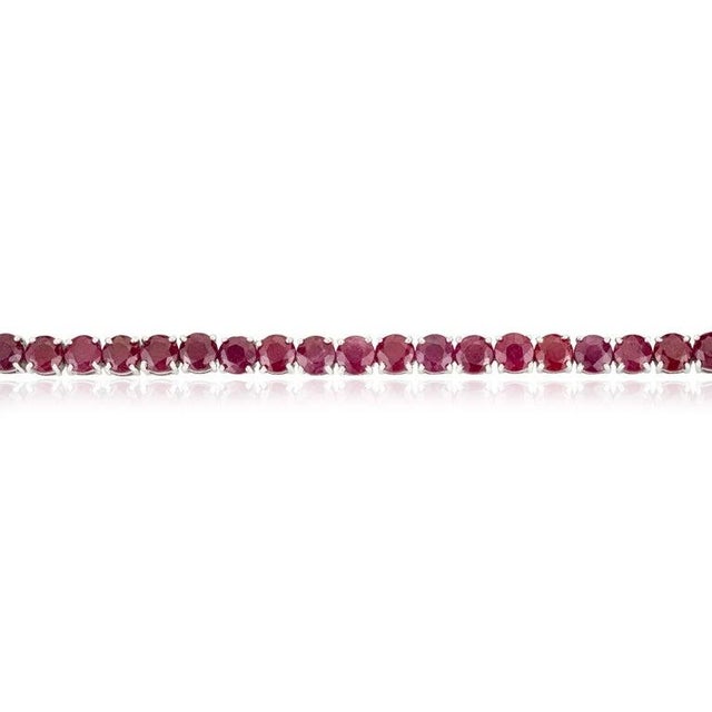 Antique 26.05 Ct Ruby Tennis Bracelet in Sterling Silver For Sale - Image 10 of 13