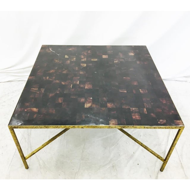 Horn Parquet Top Coffee Table with Gold Leaf Metal Base Chairish