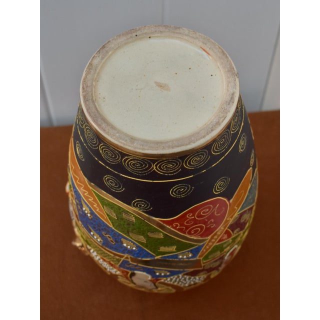 Vintage Japanese Satsuma Moriage Vase Kannon Goddess & Rakan Dragon For Sale - Image 14 of 14