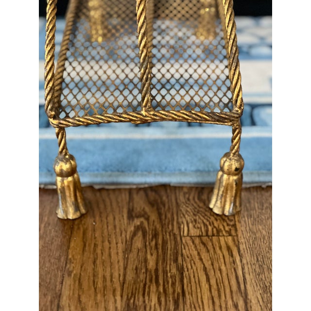 Vintage Hollywood Regency Brass Rope Magazine Rack in the Style of Maison Jansen For Sale - Image 9 of 11