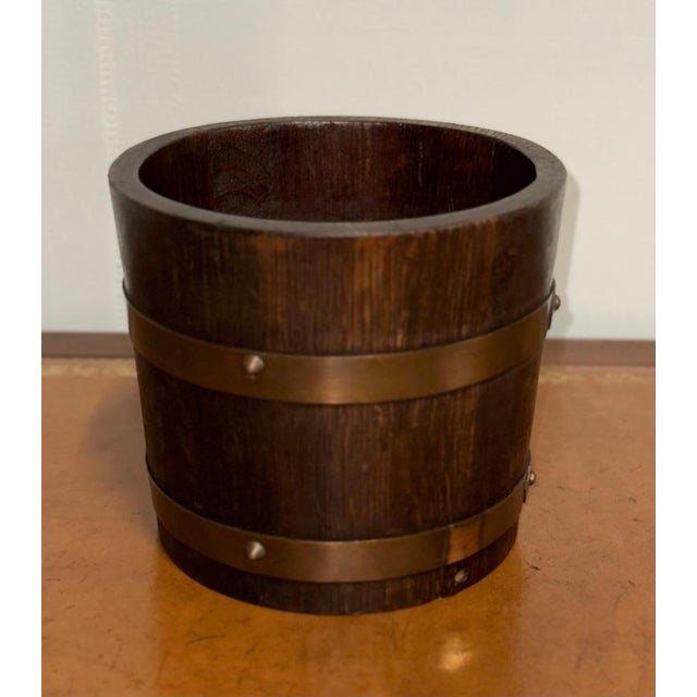 Edwardian Oak Bucket with Brass Braces from R A Lister & Co., 1890s For Sale - Image 6 of 12