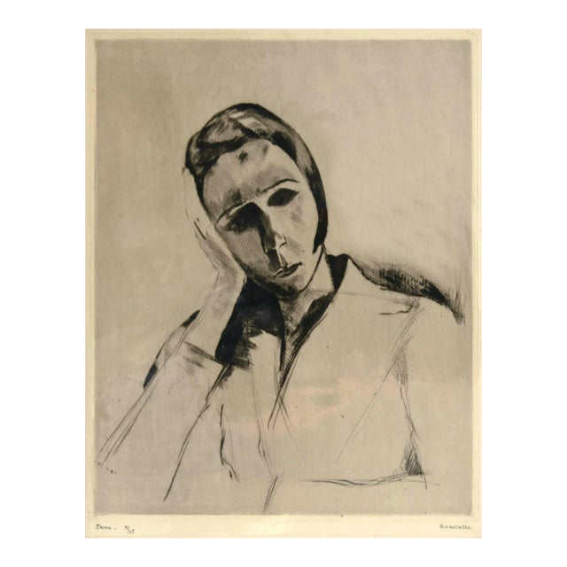 Pierre Guastalla, Portrait, Etching, 20th Century For Sale