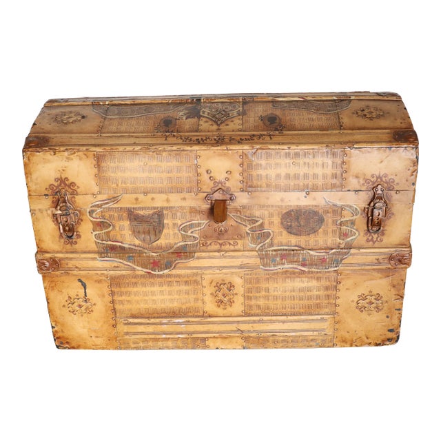 1960s Paint Decorated Steamer Trunk For Sale