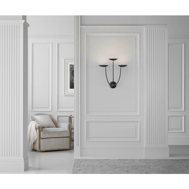 2020s Thomas O'Brien for Visual Comfort Signature Keira Large Triple Sconce in Bronze and Hand-Rubbed Antique Brass For Sale - Image 5 of 5