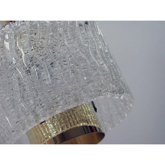 Mid-Century Modern Mid-Century Ice Glass & Brass Pendant by JT Kalmar For Sale - Image 3 of 11