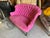 19th Century French Napoleon III Button-Tufted Fuchsia Brushed Cotton Settee For Sale In New York - Image 6 of 10