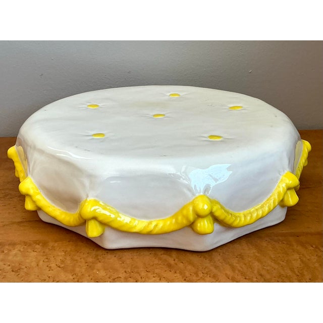 Vintage Glazed Ceramic Tufted Cushion For Sale - Image 10 of 12