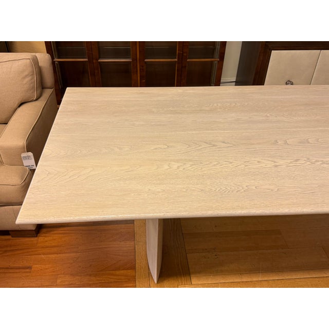 Custom Design Double Pedestal Light Oak Wood Dining Table For Sale - Image 9 of 12