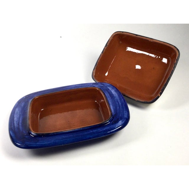 Ceramic Vintage Hand-Painted Butter Dish or Condiment Holder by Olaria For Sale - Image 7 of 13