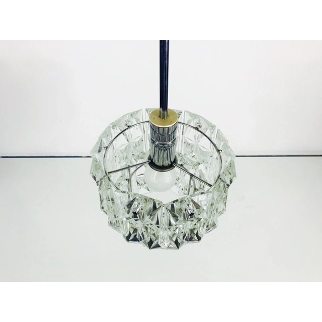 1960s German Chrome-Plated & Crystal Ceiling Lamp from Kinkeldey, 1960s For Sale - Image 5 of 10