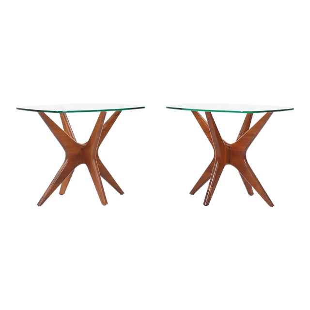 Adrian Pearsall Mid Century Walnut Jacks Side Tables - Pair For Sale